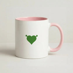 Green Ogre Heart Coffee Pink Mug