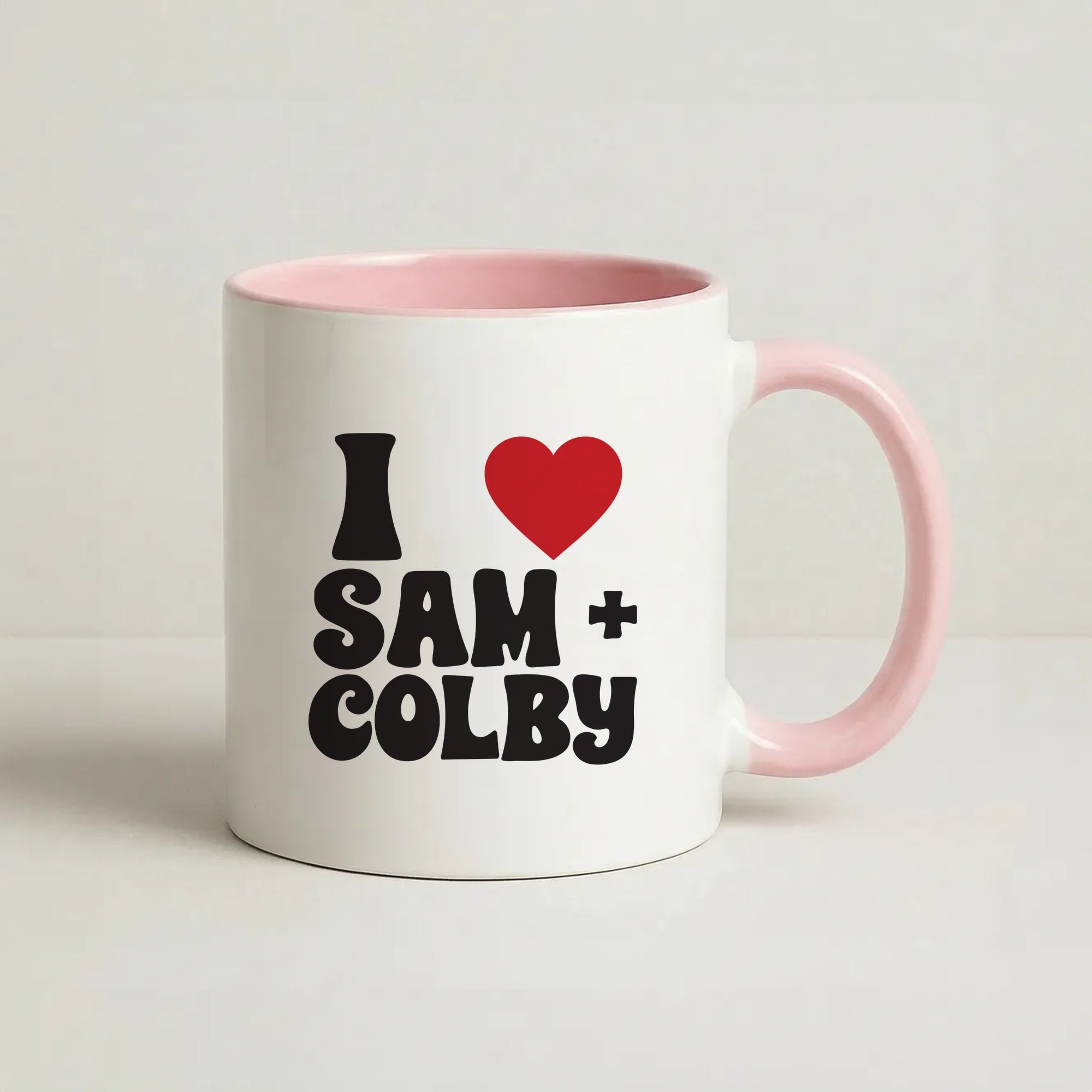 I Love S & C Coffee Pink Mug