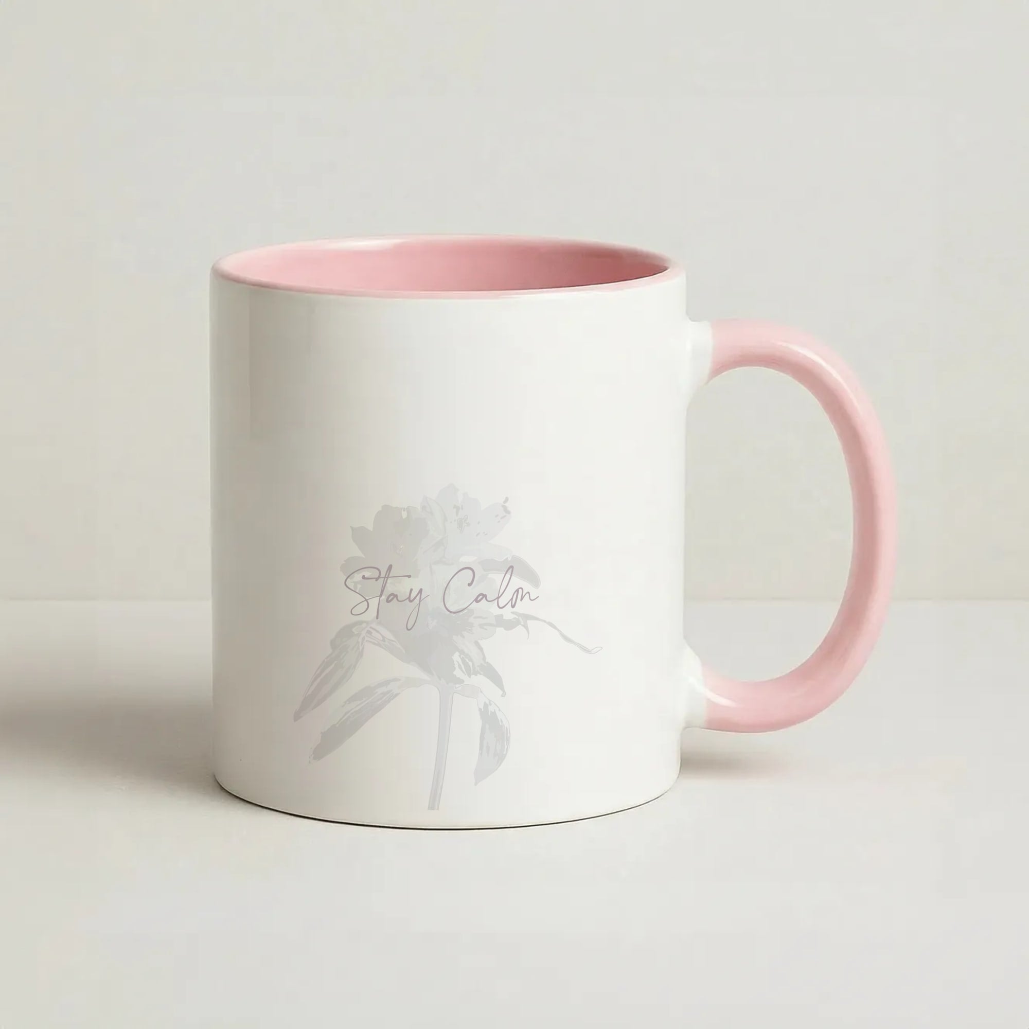 Mauve Stay Calm Coffee Pink Mug