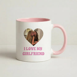 I Love My Girlfriend - Personalised Couples Coffee Pink Mug