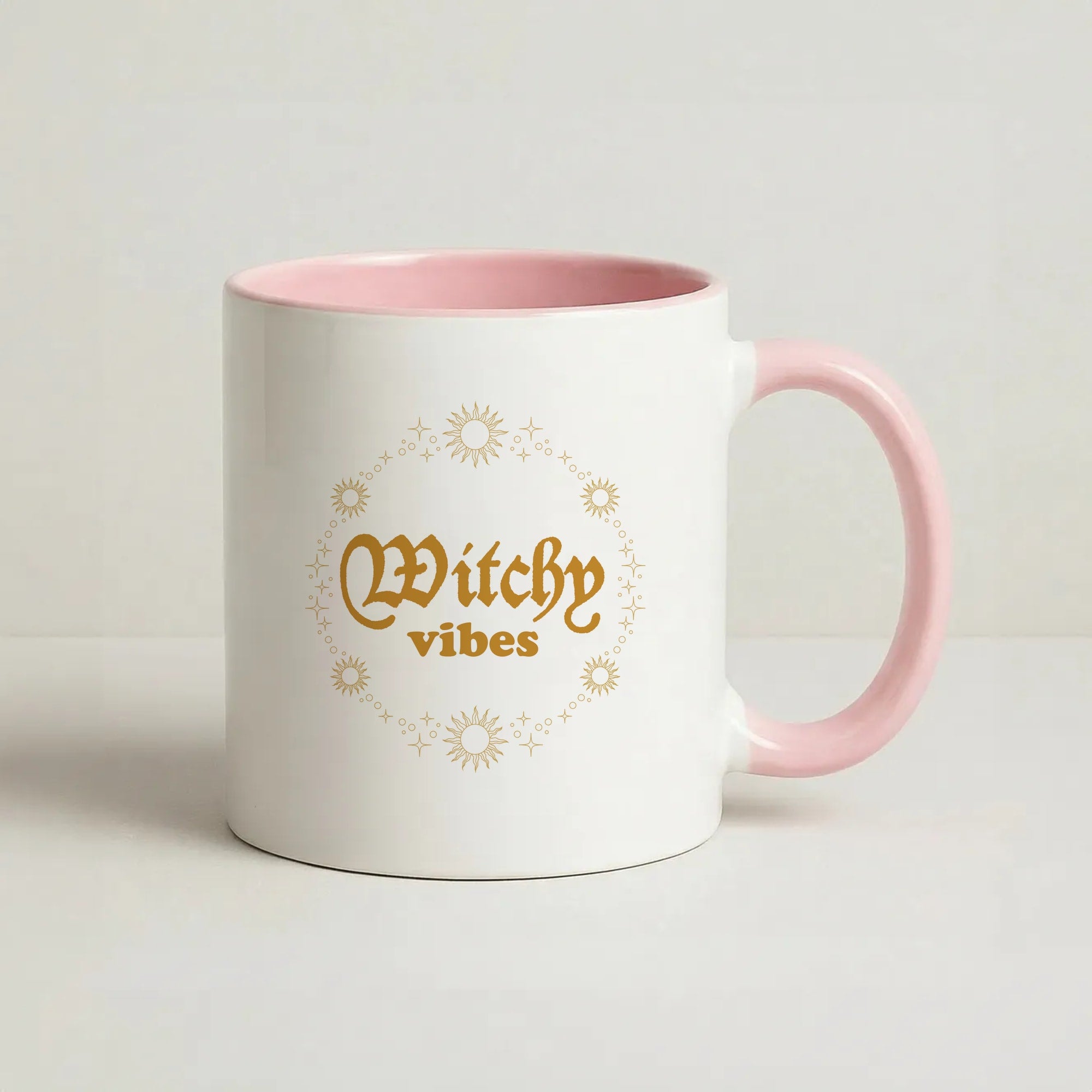 Witchy Vibes Green Coffee Pink Mug