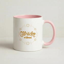 Witchy Vibes Green Coffee Pink Mug