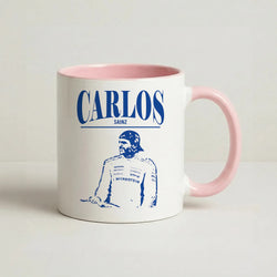 Carlos White And Blue Coffee Pink Mug