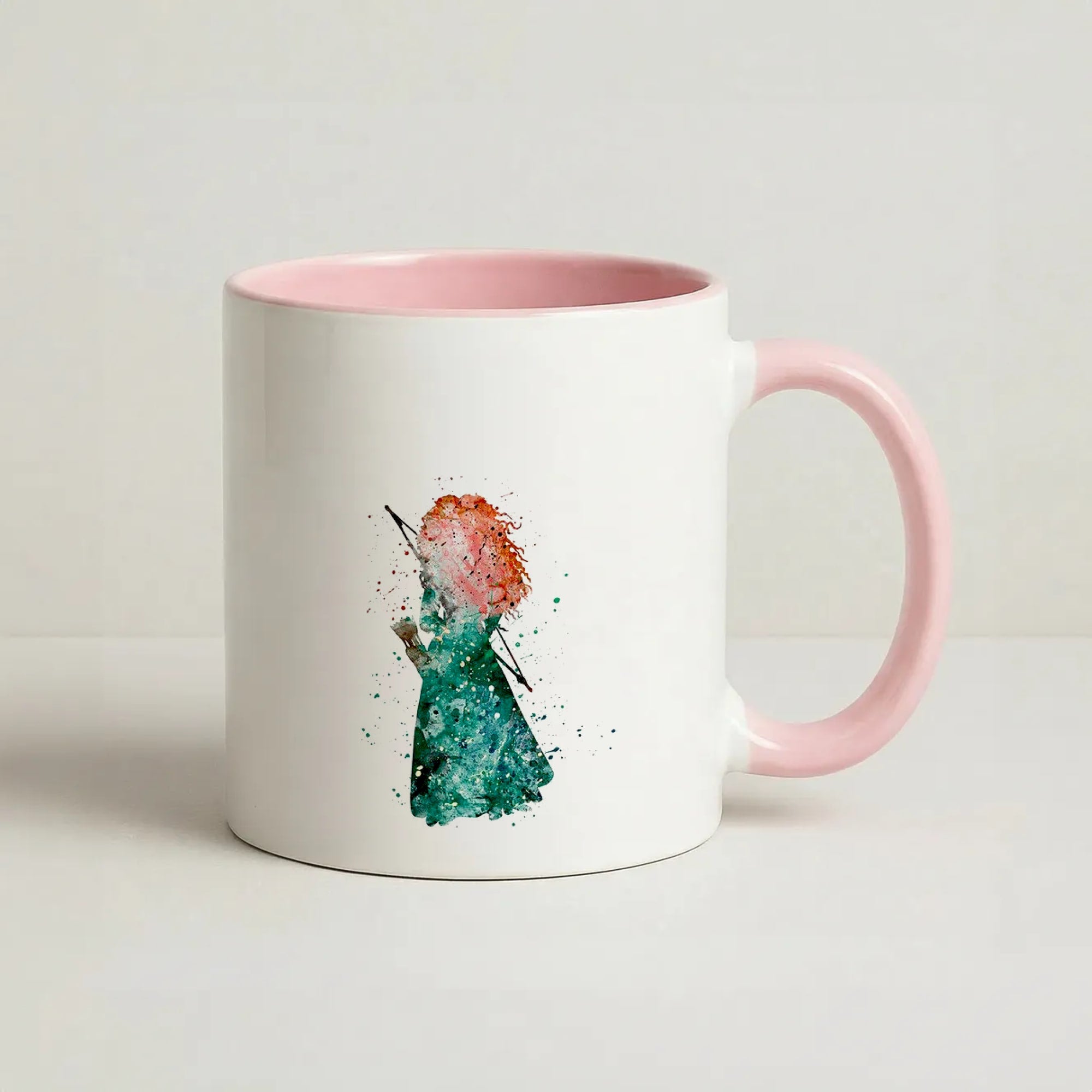 Watercolour Princess Merida Brave Fairytale Coffee Pink Mug