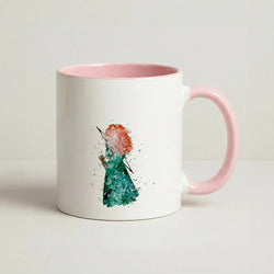 Watercolour Princess Merida Brave Fairytale Coffee Pink Mug