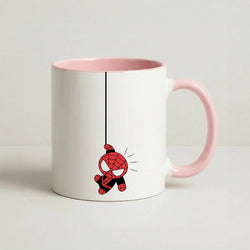 Gray Hanging Spider Hero Coffee Pink Mug