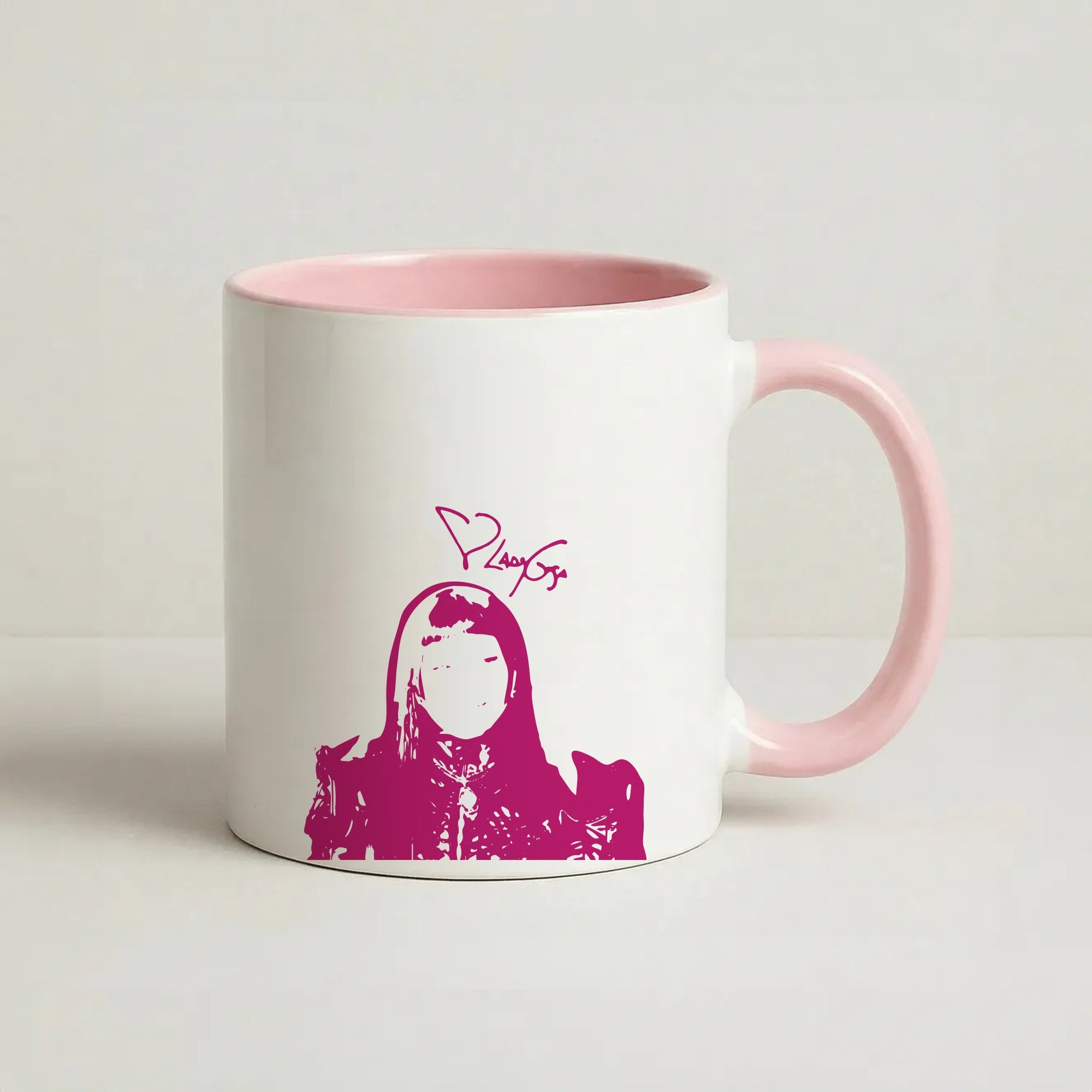 Pink Gaga Silhouette  Coffee Pink Mug