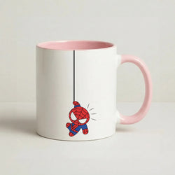 Blue Hanging Spider Hero Coffee Pink Mug