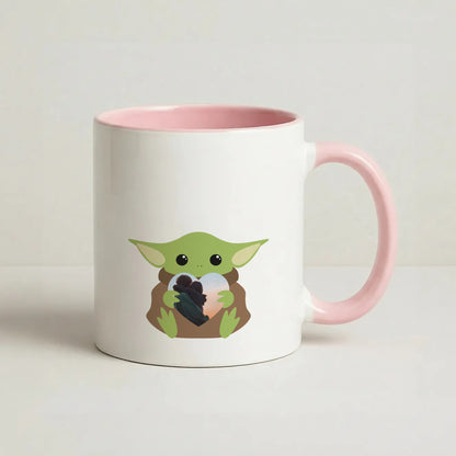 Baby Yoda - Personalised Couples Coffee Pink Mug