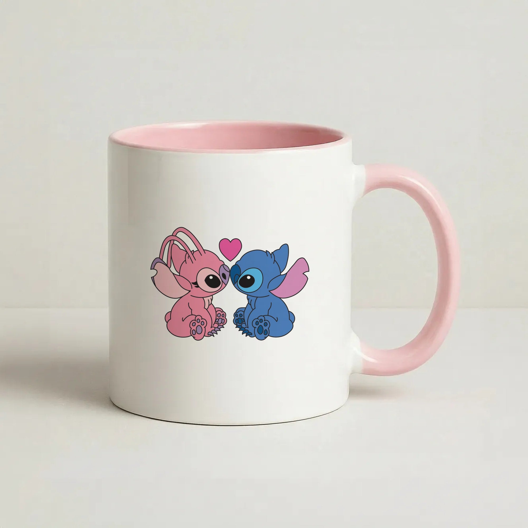 Angel And Blue Alien - Pink Alien Coffee Pink Mug