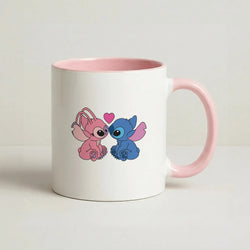 Angel And Blue Alien - Pink Alien Coffee Pink Mug