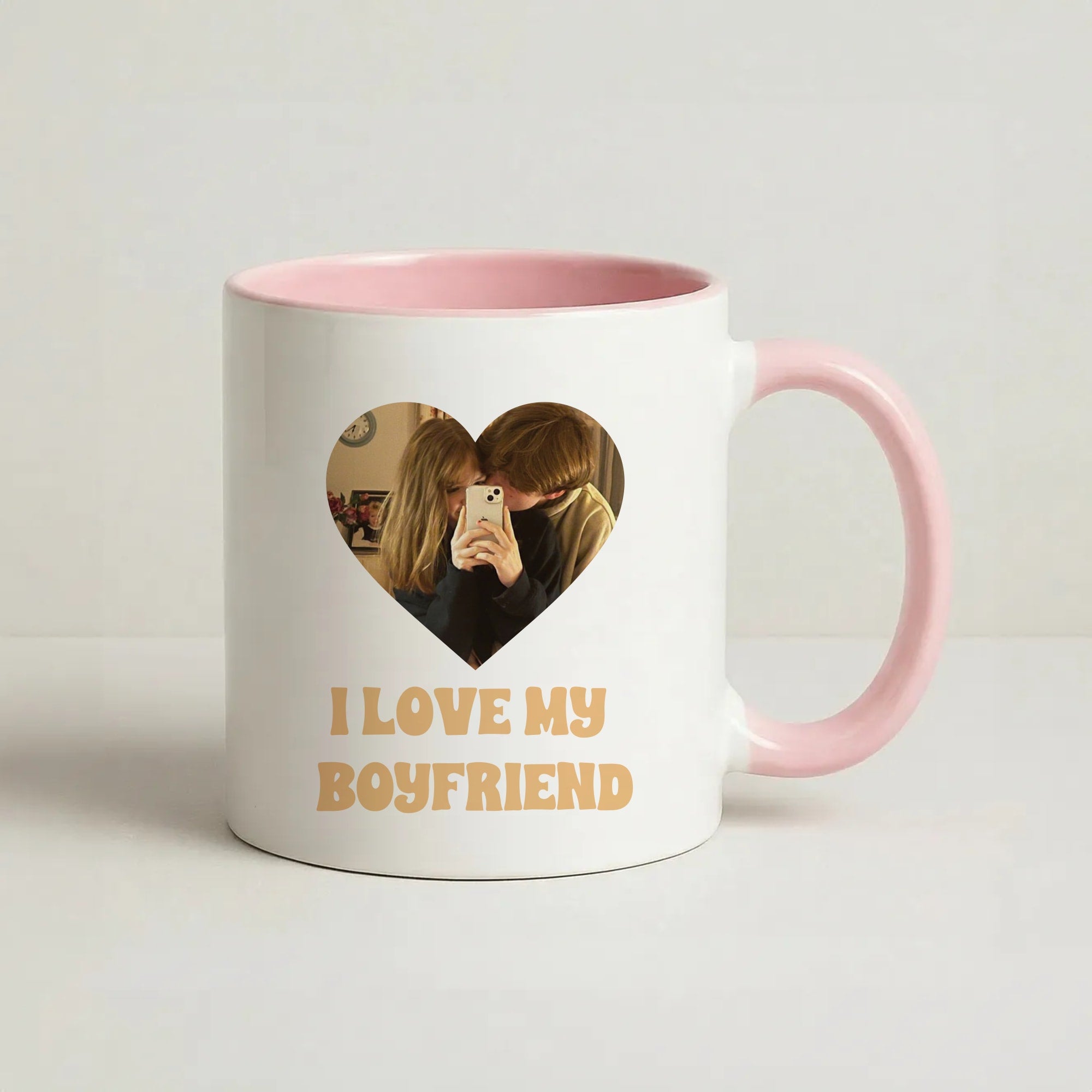 I Love My Boyfriend - Personalised Couples Coffee Pink Mug