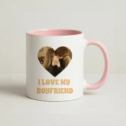 I Love My Boyfriend - Personalised Couples Coffee Pink Mug