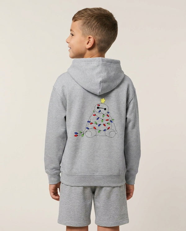 Baymax Christmas Kids Hoodie — Grey Back, worn
