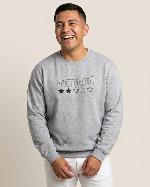 Wanted - Video Game Sweatshirt — Grey Front, worn