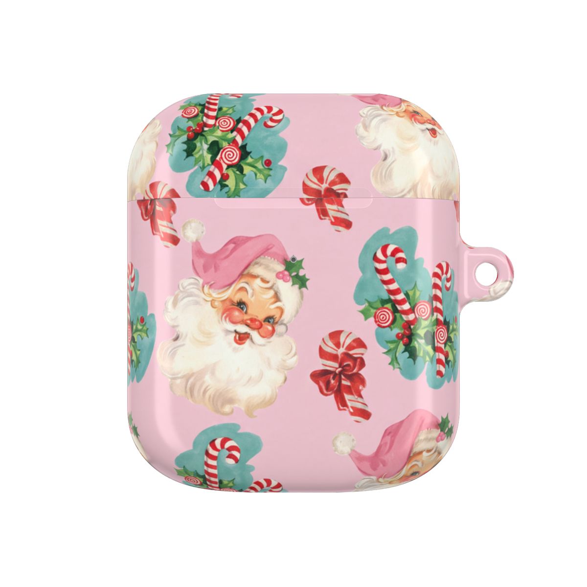 Pink Vintage Santa Christmas AirPods Case