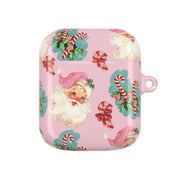 Pink Vintage Santa Christmas AirPods Case 2