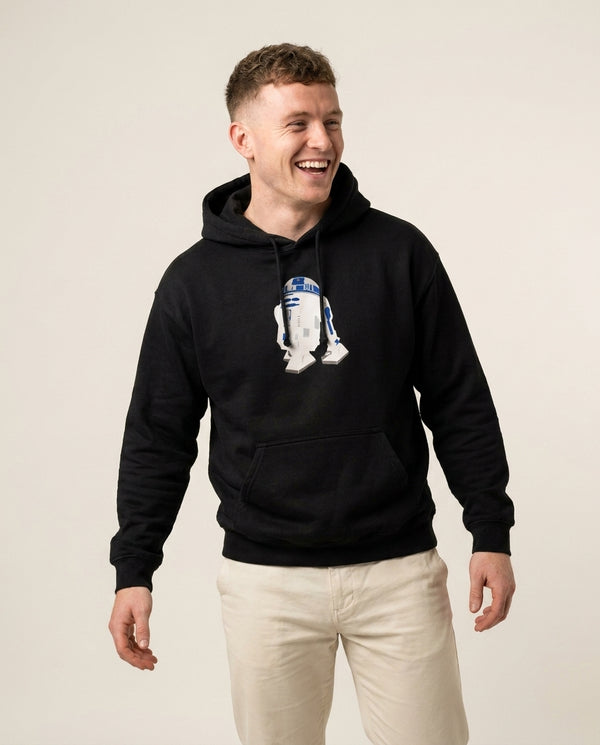R2D2 Hoodie — Black Front, worn