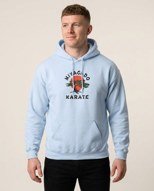 Miyagi-do Karate - C Kai Hoodie — Blue Front, worn