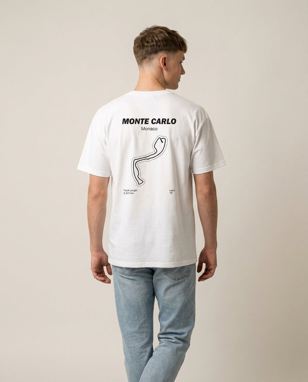Monte Carlo Circuit T-Shirt — White Back, worn