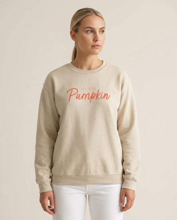 Hey There Pumpkin - Halloween Sweatshirt — Sand Front, worn