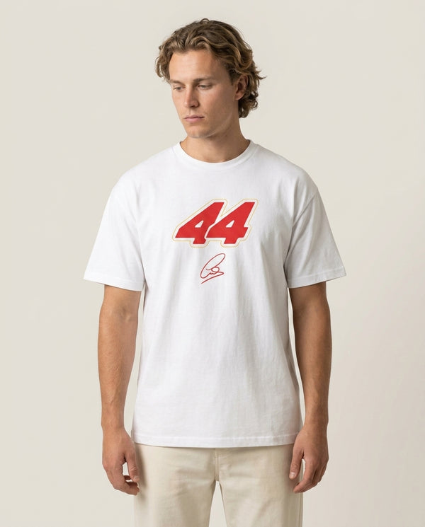 Retro 44 Hamilton T-Shirt — White Front, worn