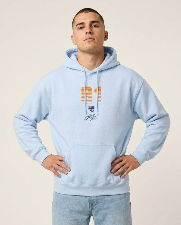Piastri - F1 Hoodie — Blue Front, worn