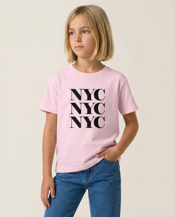 Fifth Avenue  Kids T-Shirt — Pink Front, worn