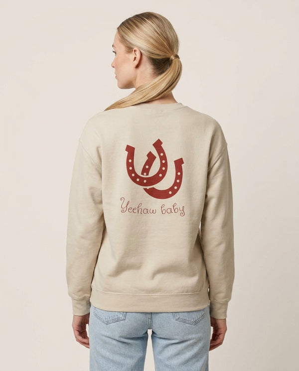 Yee-Haw Baby  Sweatshirt — Sand Back, worn