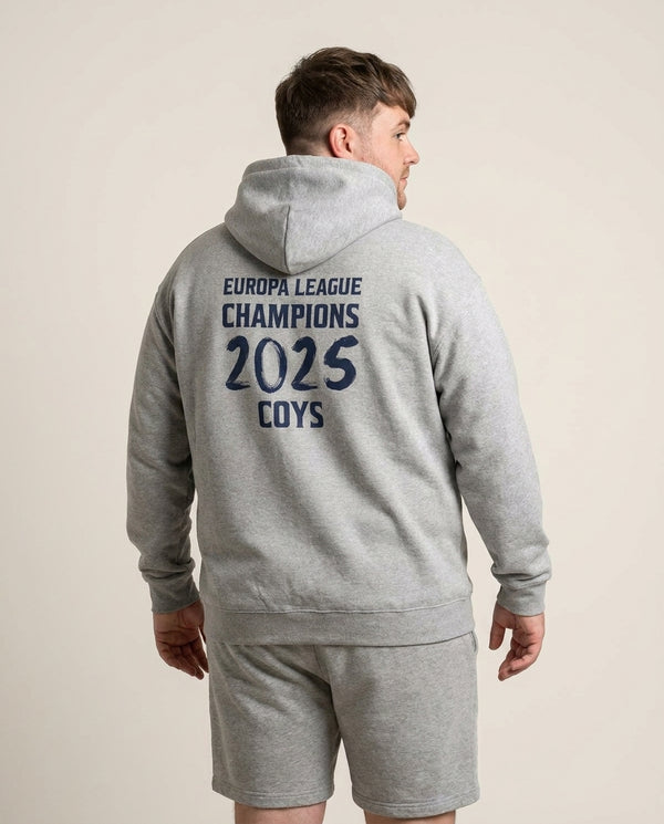 Europa League Winners 2025 - COYS Hoodie — Grey Back, worn