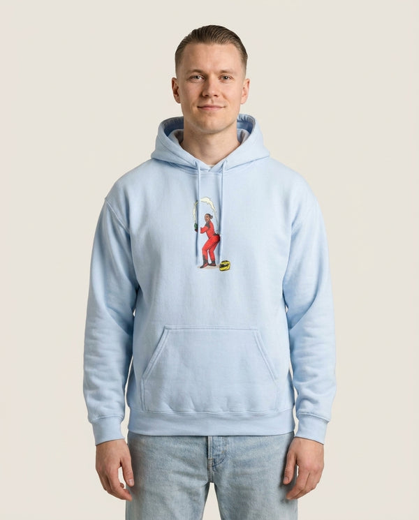 "Brake" The Internet Hoodie — Blue Front, worn