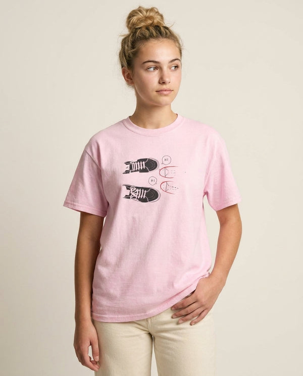 Hi - Heart TV T-Shirt — Pink Front, worn