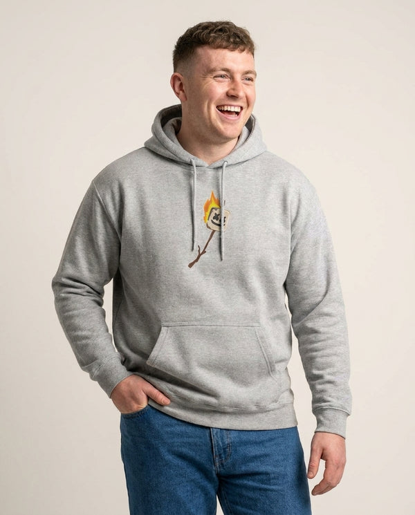 Stay Mello White Helmet DJw - White Helmet DJ Hoodie — Grey Front, worn