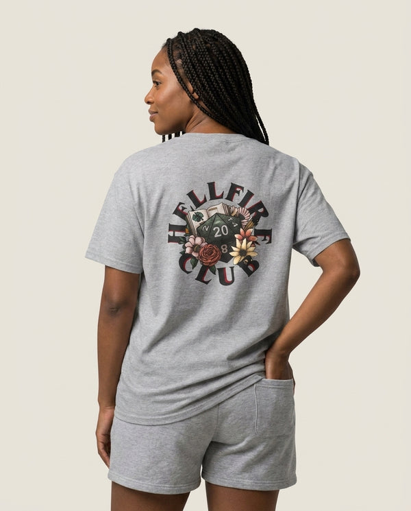 Hellfire Club T-Shirt — Grey Back, worn