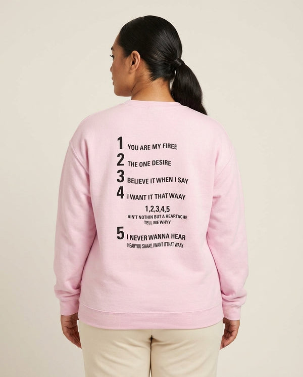 I Want It That Way - B99 Sweatshirt — Pink Back, worn