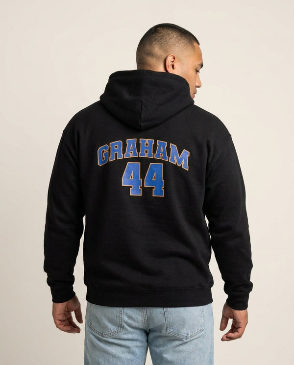 Graham  Hoodie — Black Back, worn