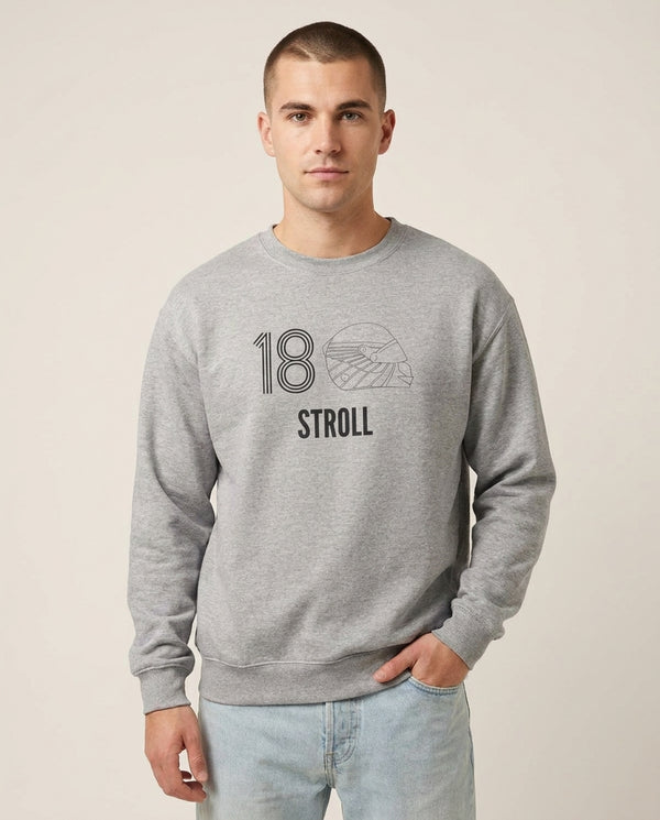 Stroll Helmet 2026 Sweatshirt — Grey Front, worn