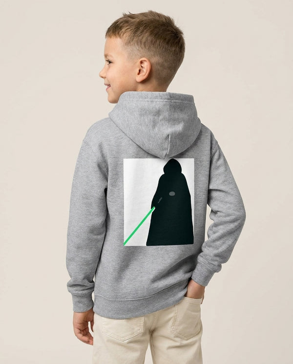 Darth Vader Kids Hoodie — Grey Back, worn