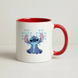 Blue Alien Hearts Coffee Red Mug