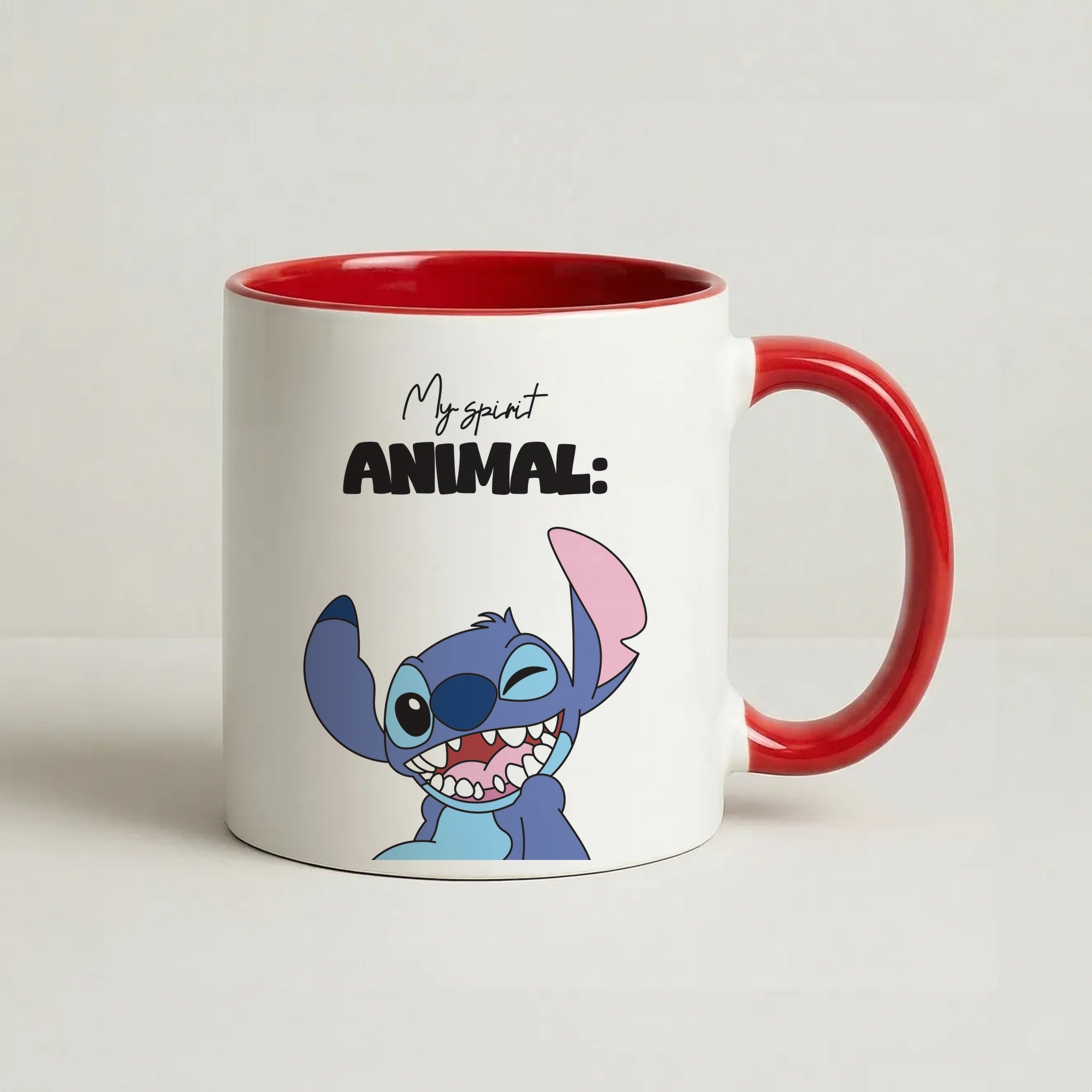 My Sprit Animal Blue Alien Coffee Red Mug