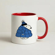 Cartoon Beagle Puffer Jacket Blue Mug 6