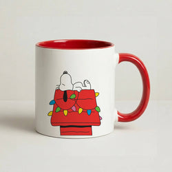 Cartoon Beagle Fairylights Coffee Red Mug