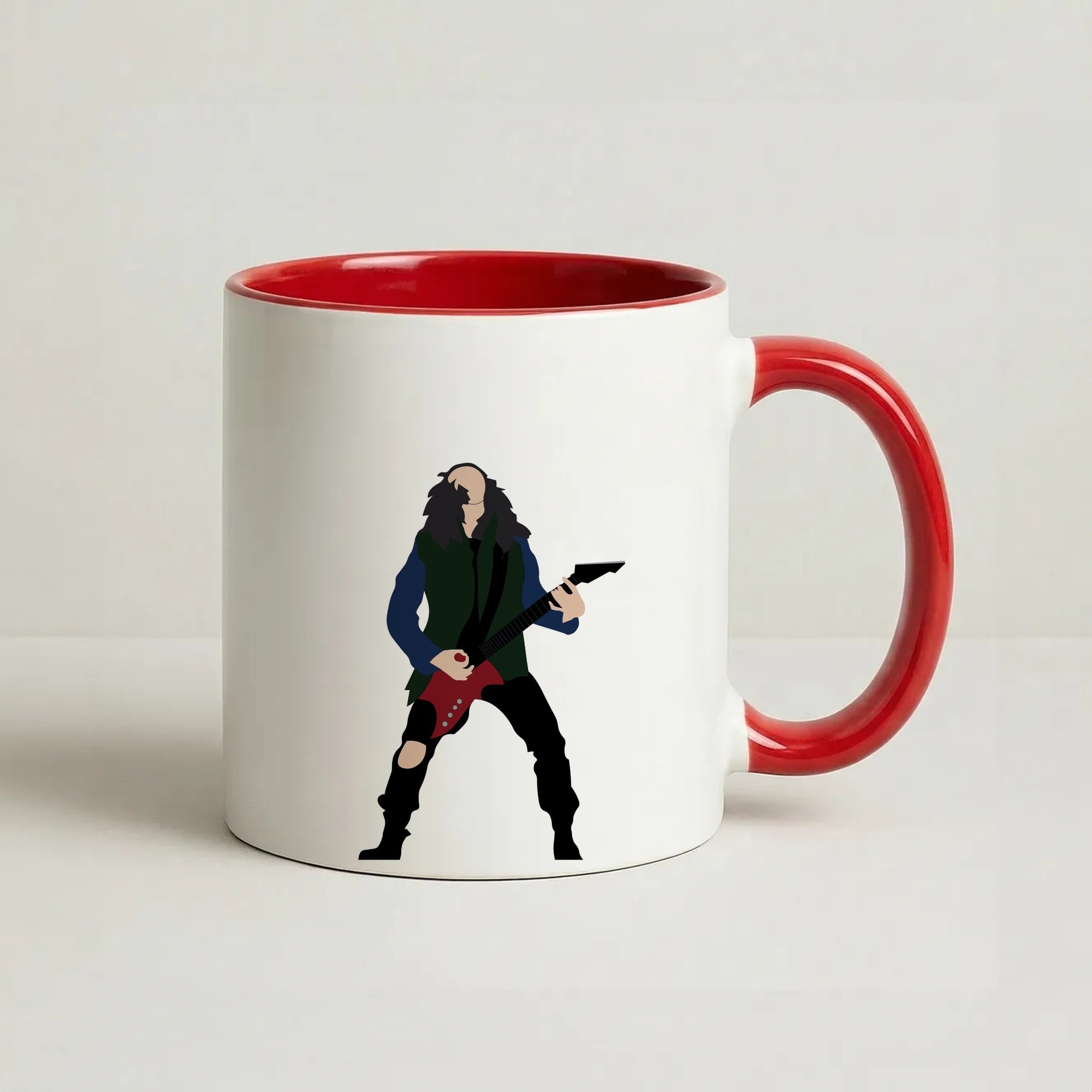 Eddie Munson Playing Guitar Coffee Red Mug