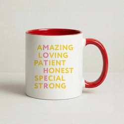 Mother Anagram Coffee Red Mug