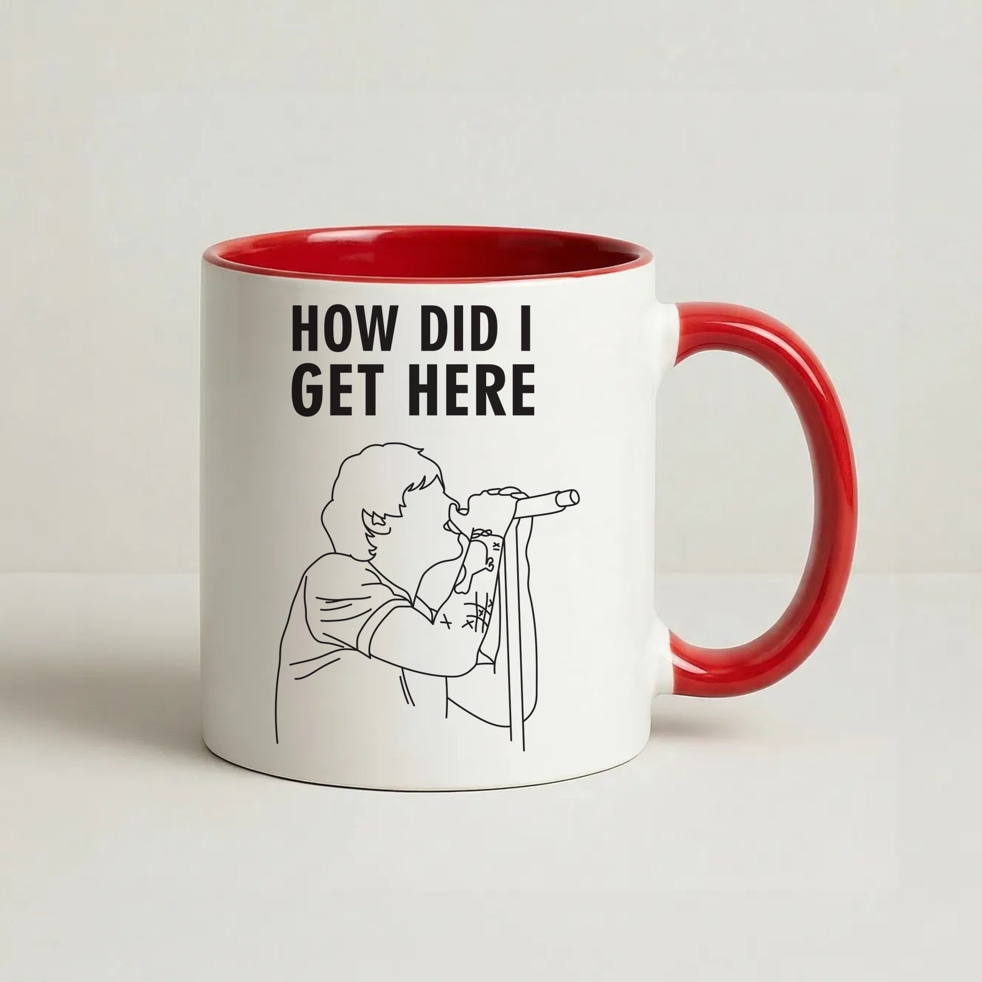 How Did I Get Here Outline Coffee Red Mug