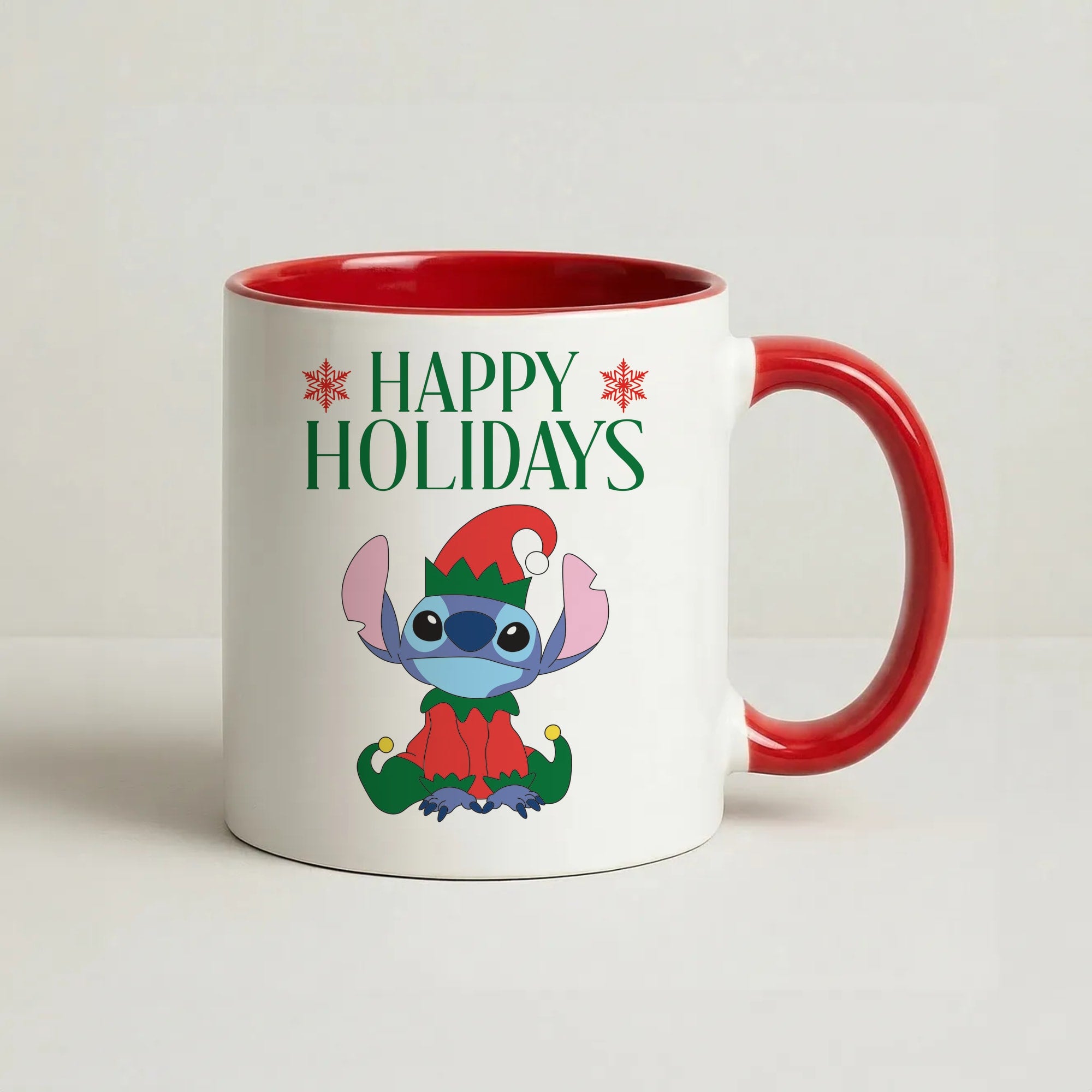 Cute Blue Alien Elf Coffee Red Mug