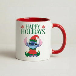 Cute Blue Alien Elf Coffee Red Mug