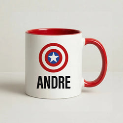 Captain America - Personalised Superhero Comic Coffee Red Mug