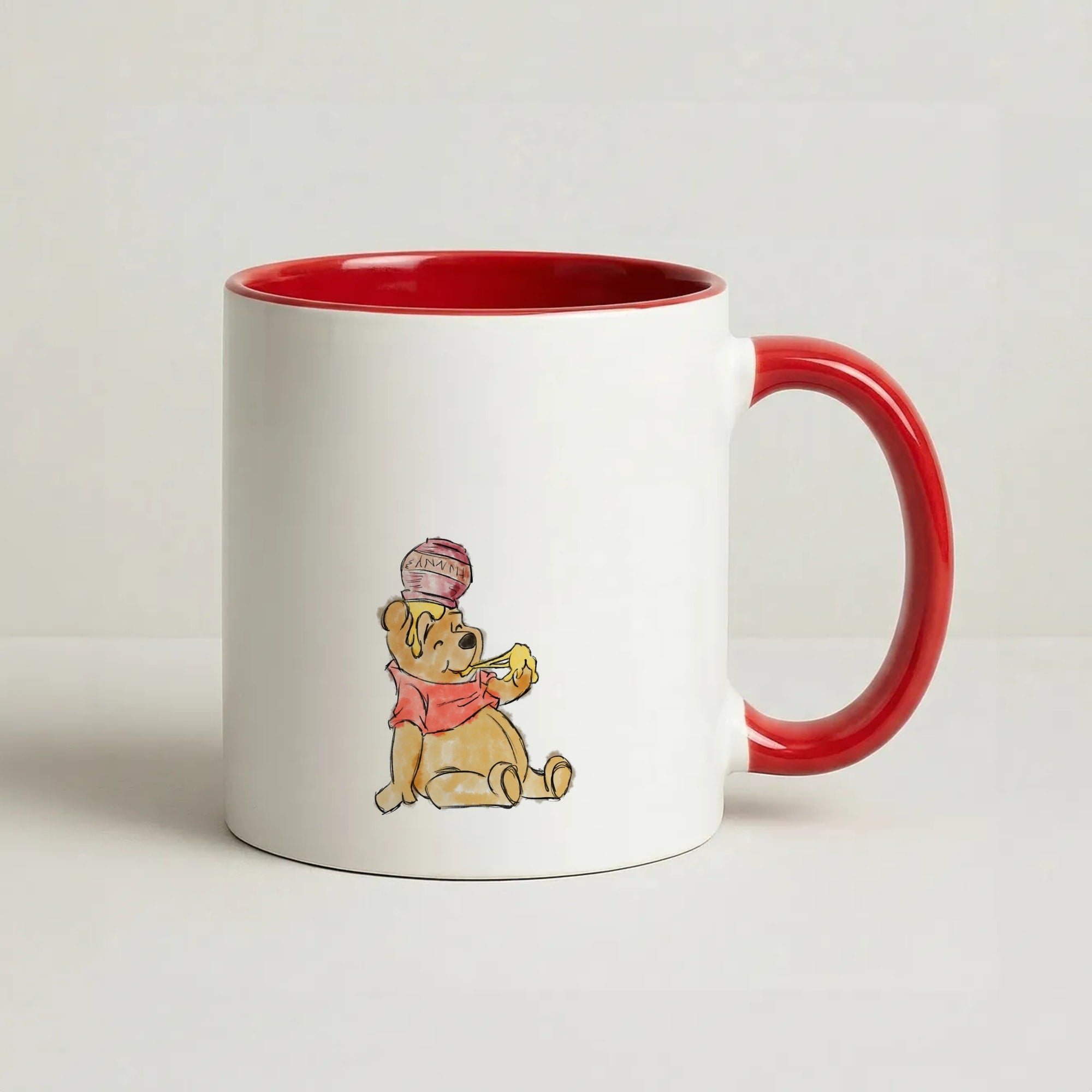 Winnie Sketch Coffee Red Mug
