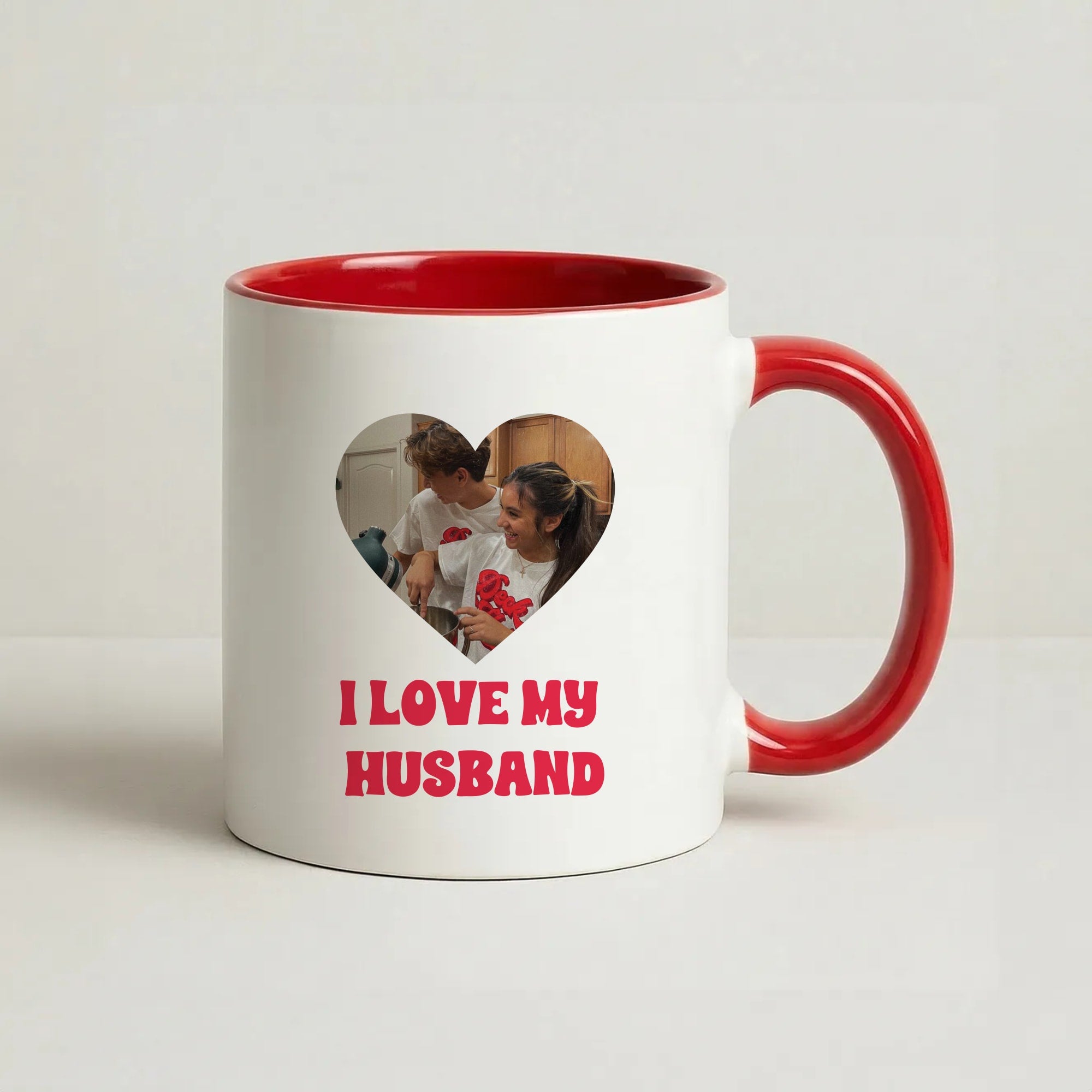 I Love My Husband - Personalised Couples Coffee Red Mug